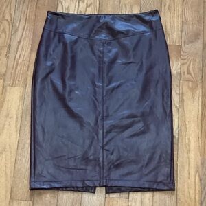 Express Midi Burgundy Faux Leather Skirt L Large